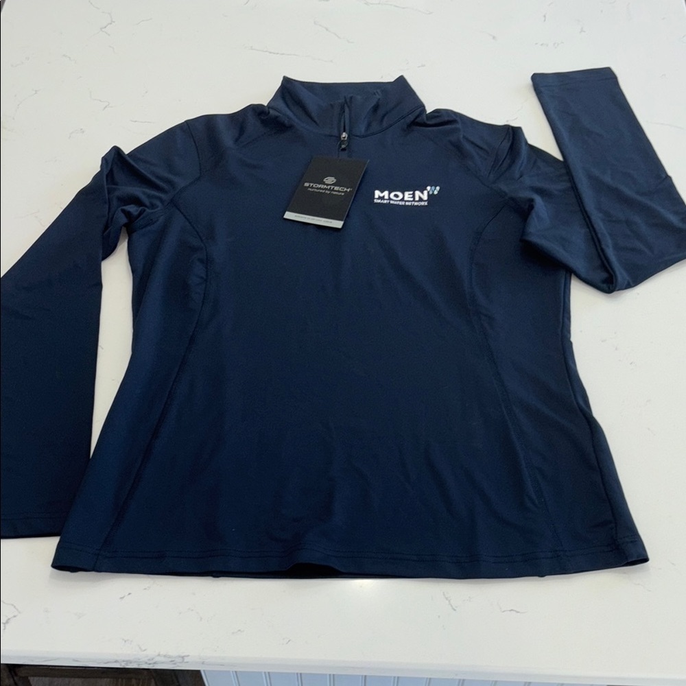 Stormtech Women’s Quarter Zip – Navy, Size Medium (Moen Smart Water Network Logo